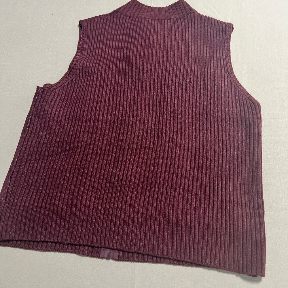Designer’s Studio Originals Burgundy Suede & Knit Zip Vest Women’s Size Large - Picture 8 of 10